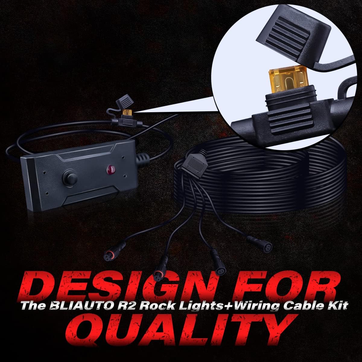 White LED Rock Lights Kit with 21ft Wiring Harness, 4PCS Waterproof, 12V~32V DC K387
