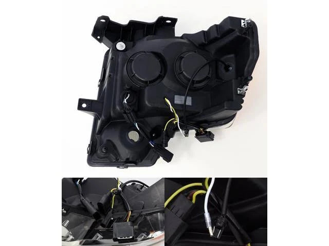 Polished Black LED Tube Dual Projector Headlights Z334