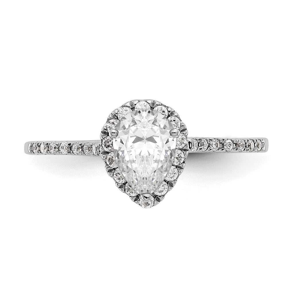 0.75ct CZ Solid 14K White Gold Pear Halo Engagement Ring C84823