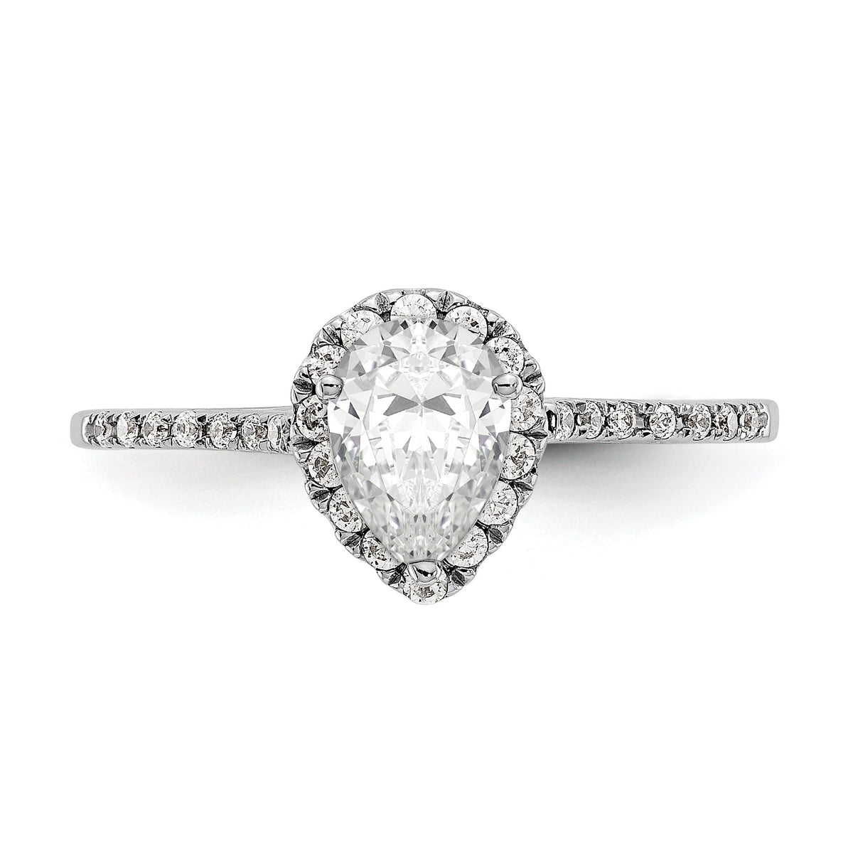 0.75ct CZ Solid 14K White Gold Pear Halo Engagement Ring C84823