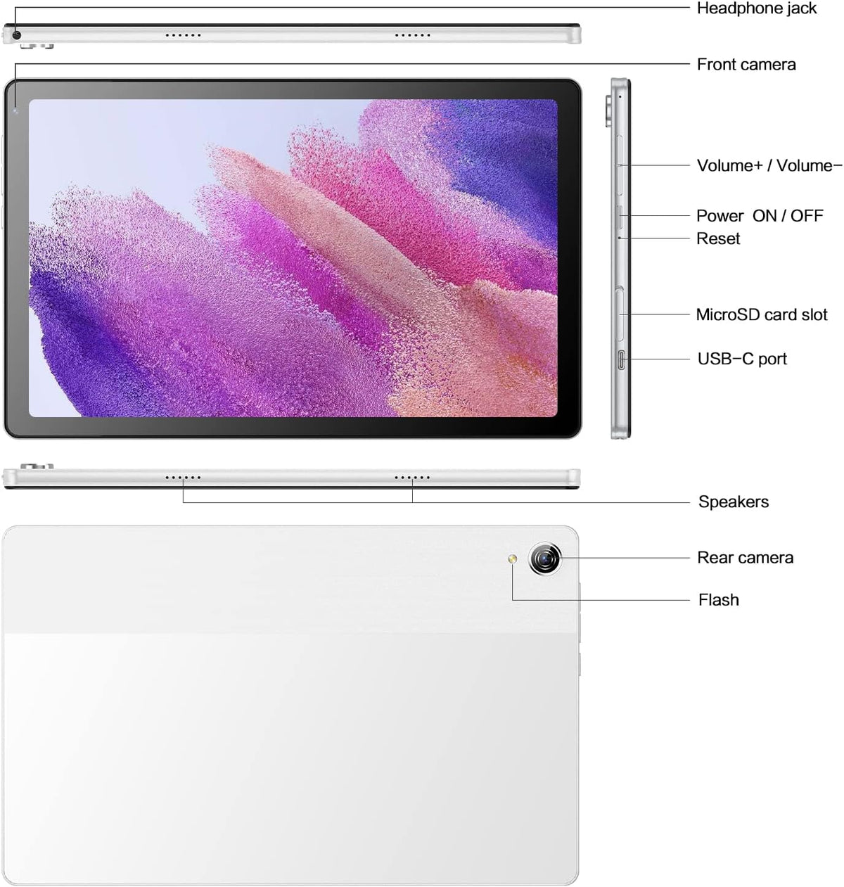 Silver 10.4 inch Android Tablet with 32GB Storage E536