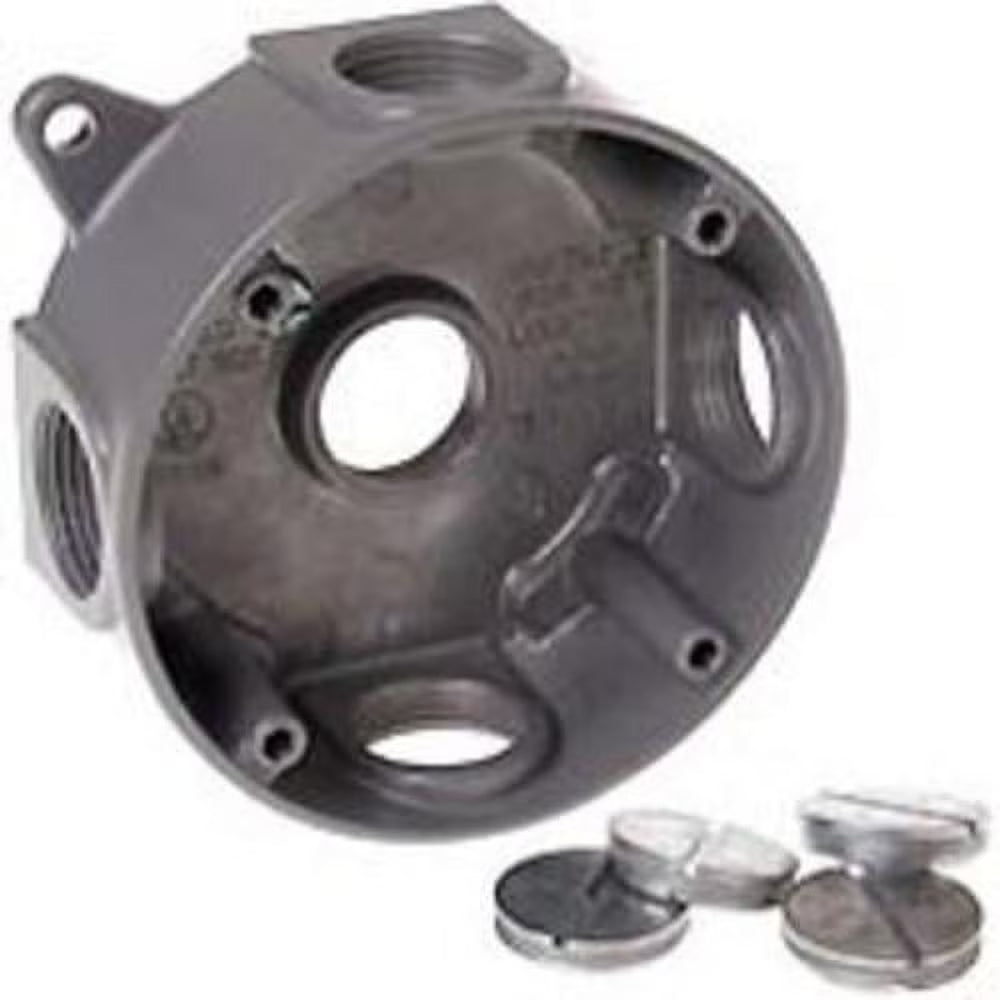 Round Weatherproof Splice Box, 5-3/4" Outlets, Gray G3214