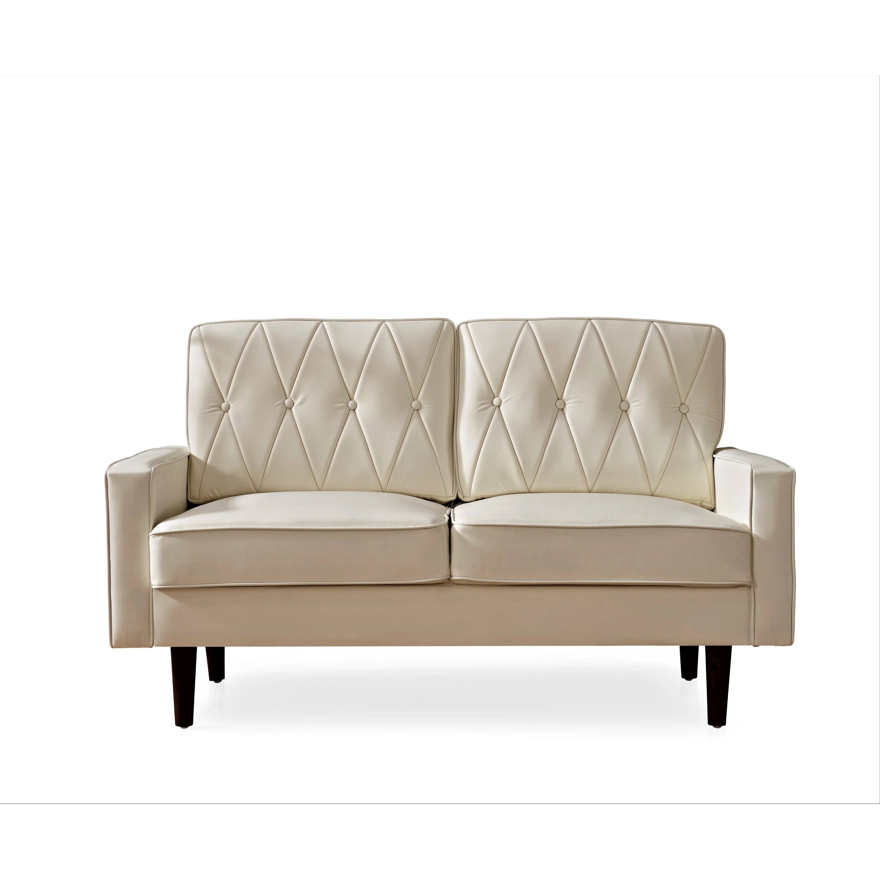 Black Faux Leather Cushion Back Loveseat Z1707