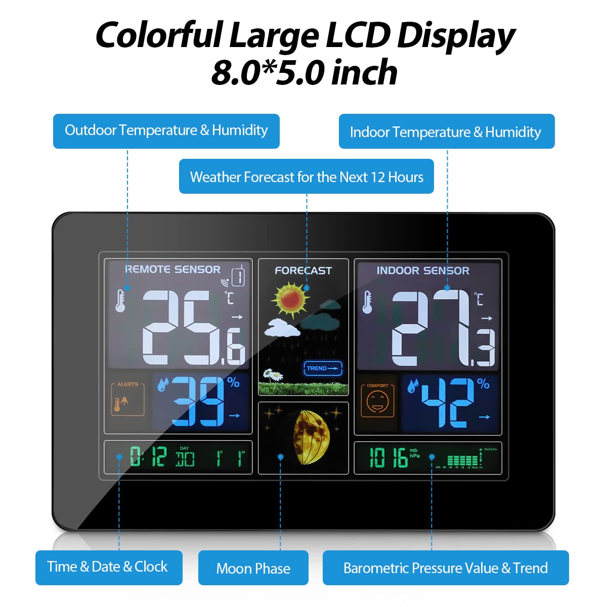 Wireless Indoor Outdoor Thermometer Weather Station with Barometer L747