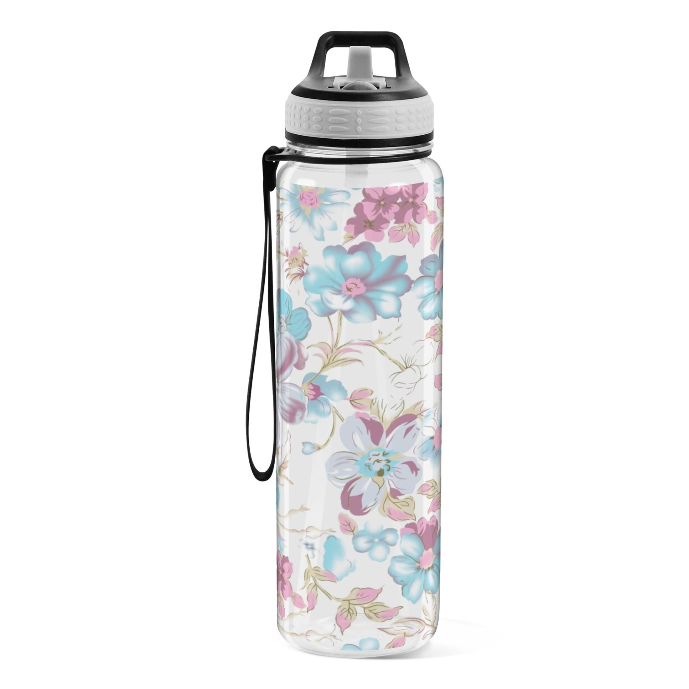 Blue Colorful Flowers 32oz Tritan Leakproof Sports Bottle U3858