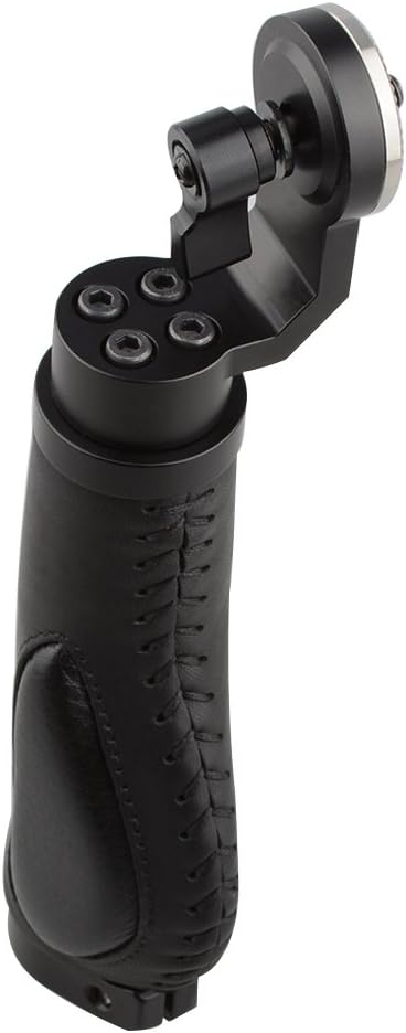 Aluminum Rosette Leather Handle Grip One Pair Black M6 Thread 31.8 mm W3125