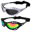2 Pairs Padded Polarized Sunglasses w/Strap Silver w/Smoke Lens Black w/Pink Mirror Lens H47947