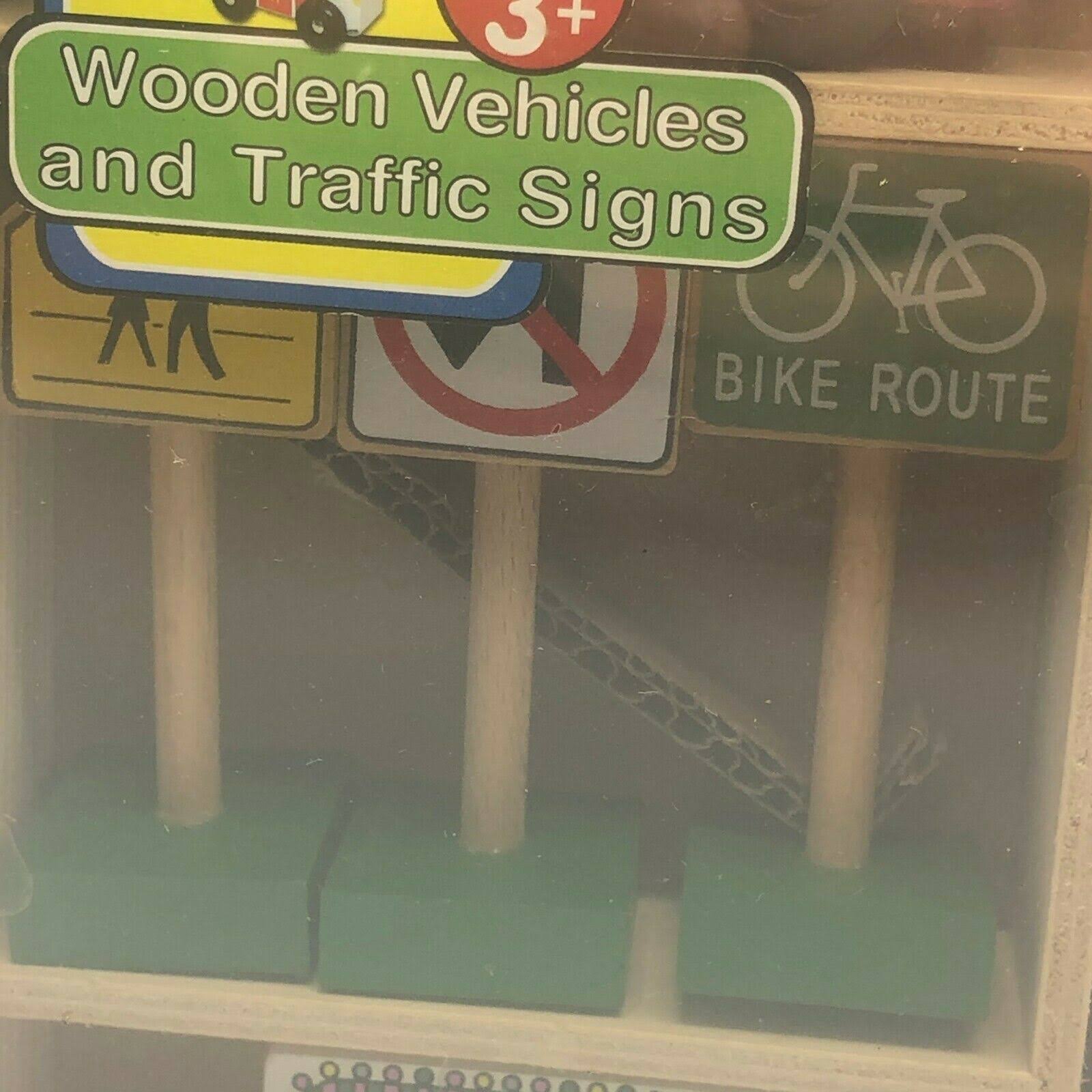16 Pc Wooden Vehicles and Traffic Signs Z68542