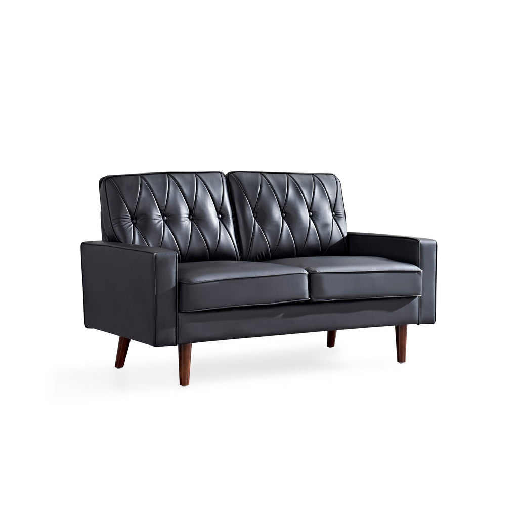 Black Faux Leather Cushion Back Loveseat Z1707