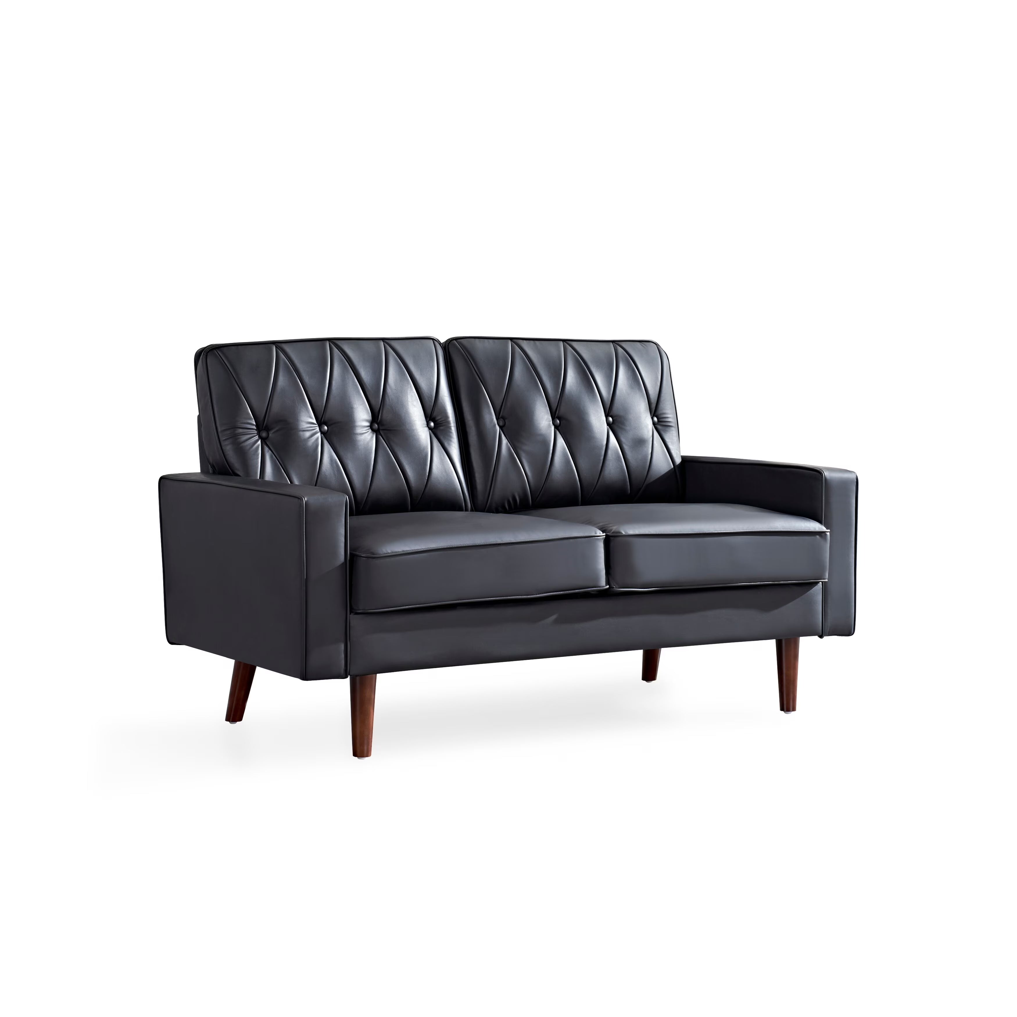 Black Faux Leather Cushion Back Loveseat Z1707