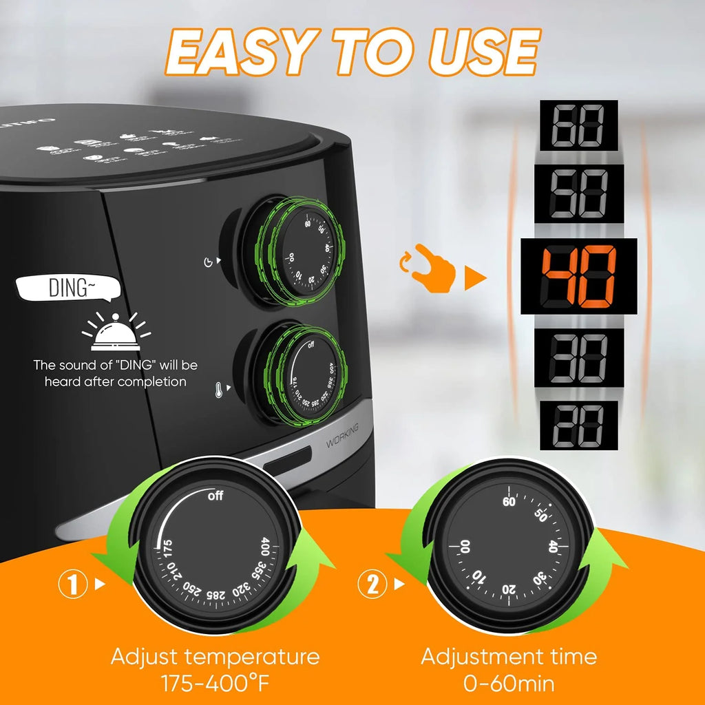 4.5 QT Oilless Air Fryer with Detachable Nonstick Basket V987
