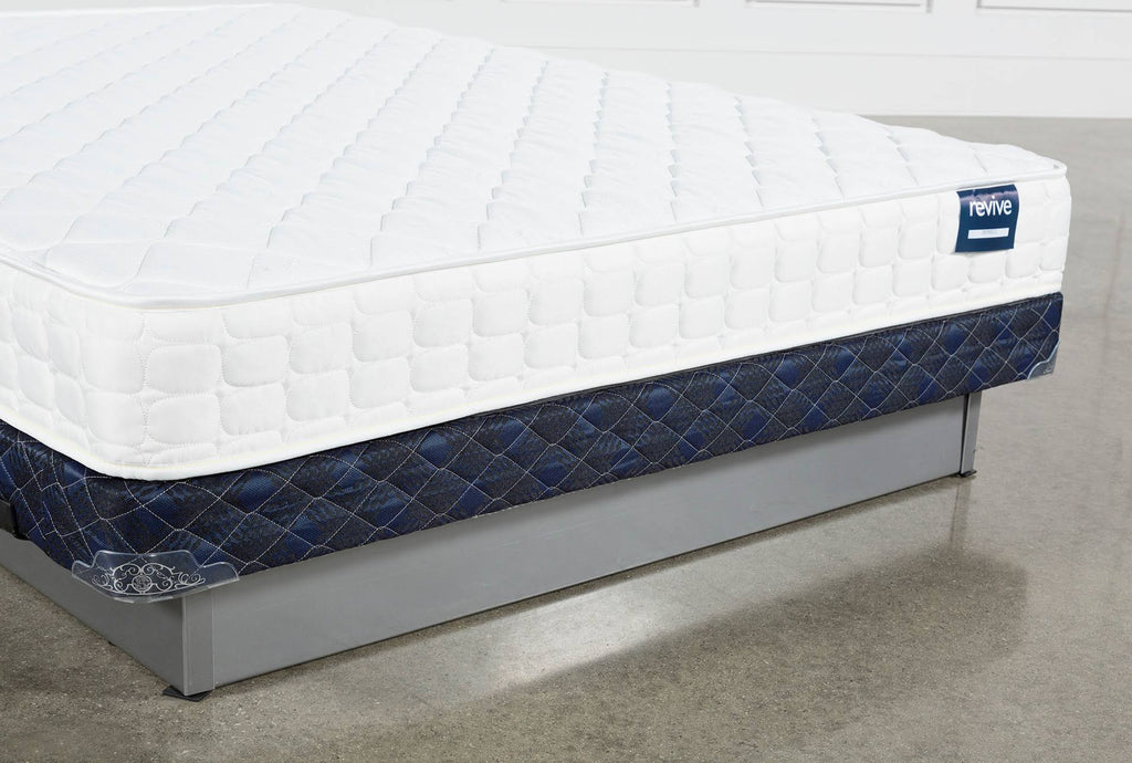 Queen Mattress Set with Low Profile Foundation White Fabric Q278