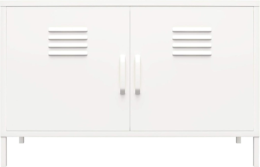 White 2 Door Metal Locker Accent Cabinet B325439
