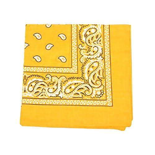 48 Pack Yellow 100% Cotton Double Sided Bandanas 27 x 27 Inches F34561