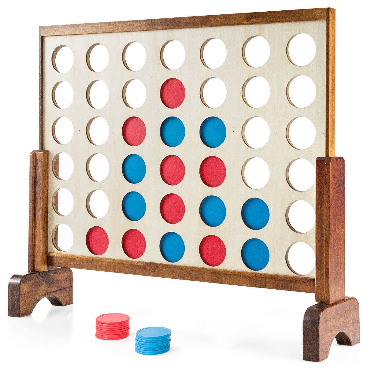 Natural Wooden 4 in A Row Game with Carrying Bag N519