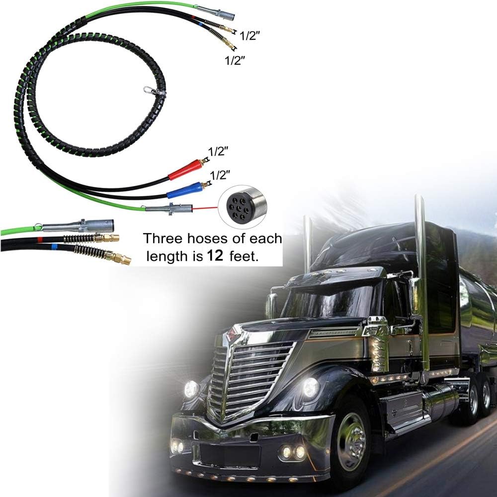 12 Ft 3-in-One Rubber Wrap Set Air Hose Electrical Cable Wrap Y758