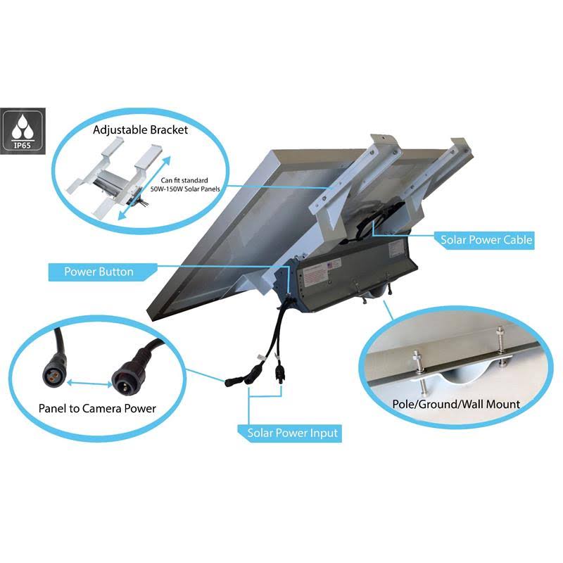 70W 330WH Battery 1 WiFi Camera High Voltage Solar Panel in Silver R859