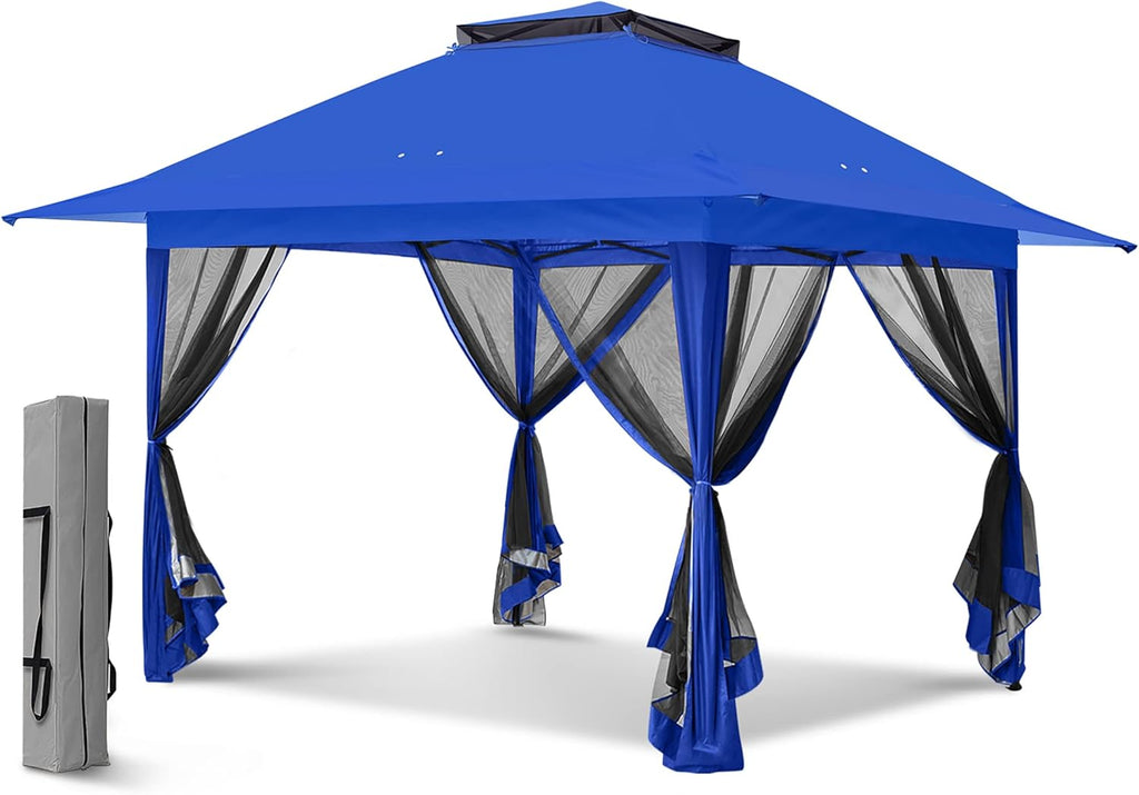 White 13' x 13' Pop-Up Gazebo Tent with Mosquito Netting V972