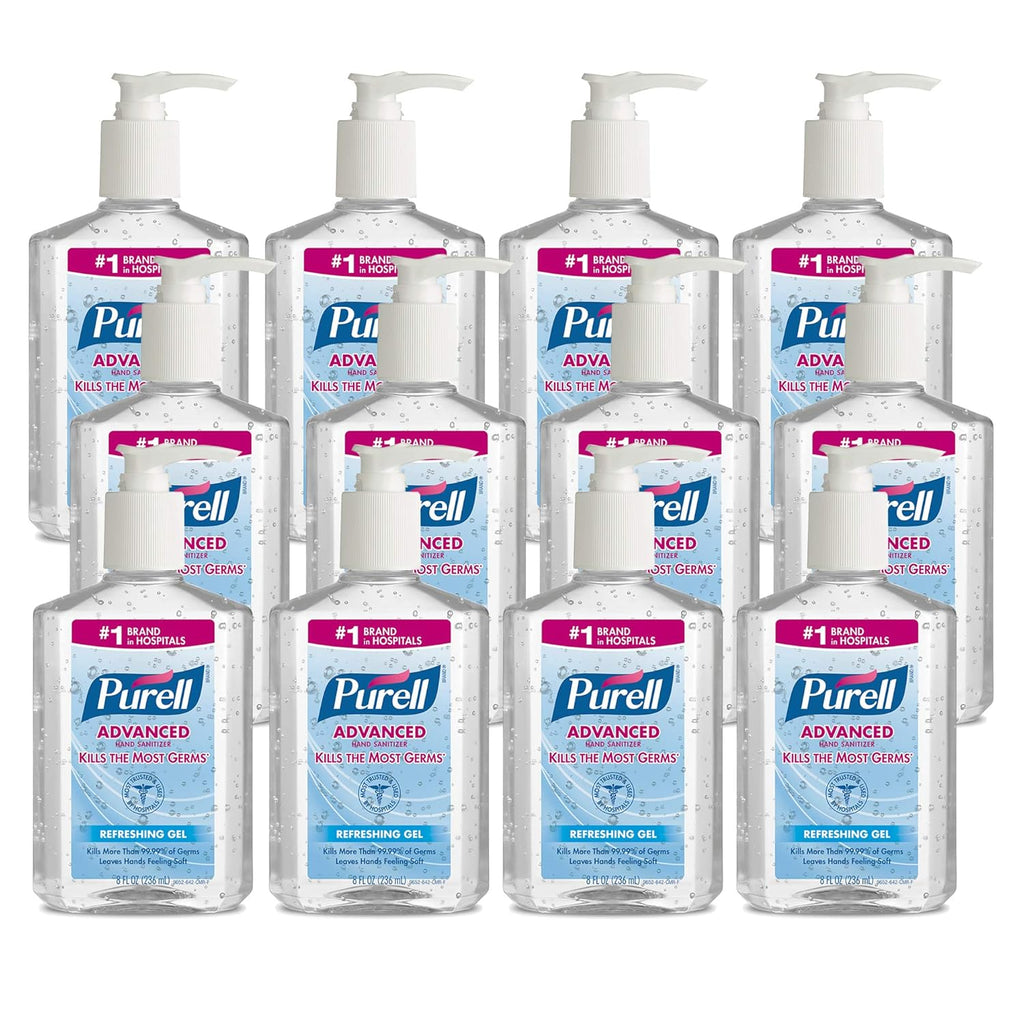 Purell Advanced Hand Sanitizer Refreshing Gel, Clean Scent, 8 fl oz Pump Bottle, Pack of 12 X526