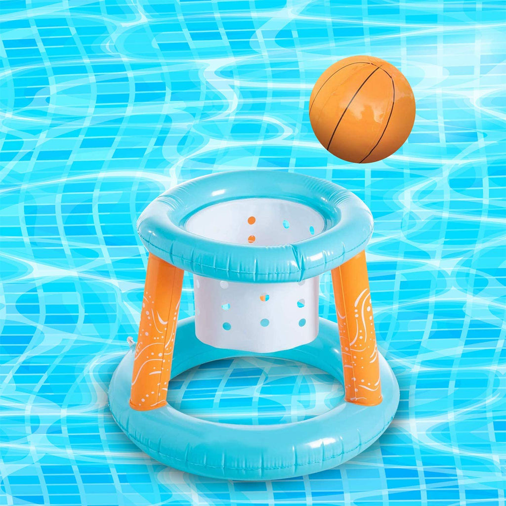 Inflatable Pool Volleyball Net and Basketball Hoops Floating Pool Game Toys Set K254645