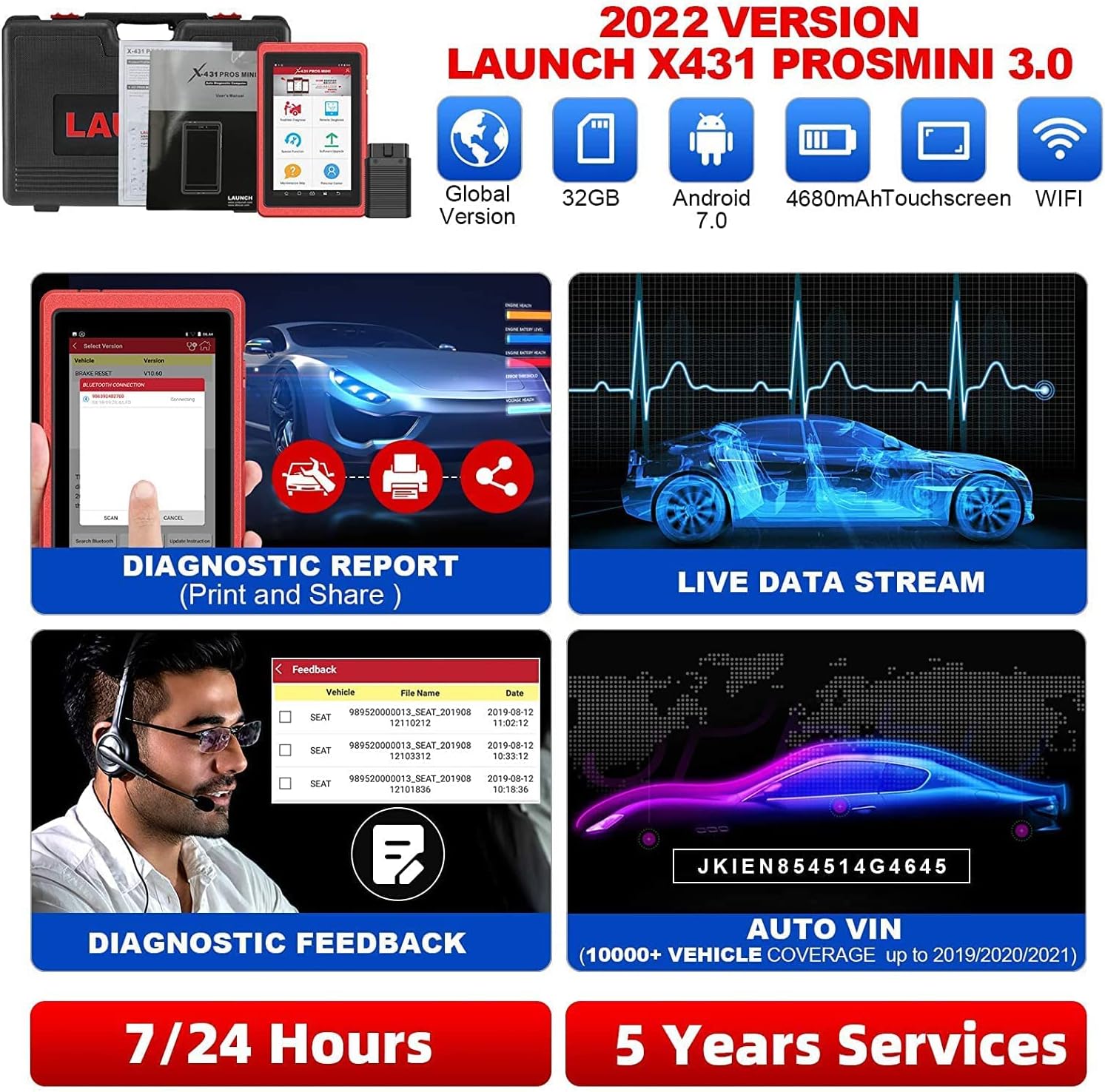 LAUNCH X431 Pros Mini 3.0 Bi-Directional Scan Tool Full System Scanner P9116