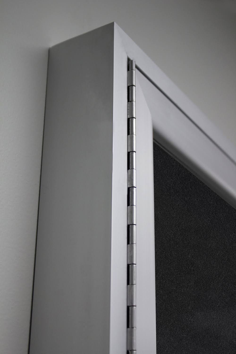 1 Door Enclosed Recycled Rubber Bulletin Board Satin Frame 36x22x30x22 Black S702