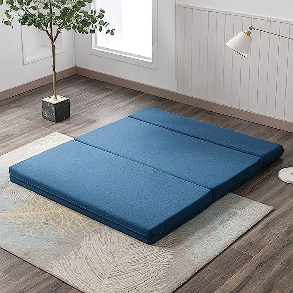 Twin Folding Sofa Couch Bed with Memory Foam Mattress Linen Fabric T8101