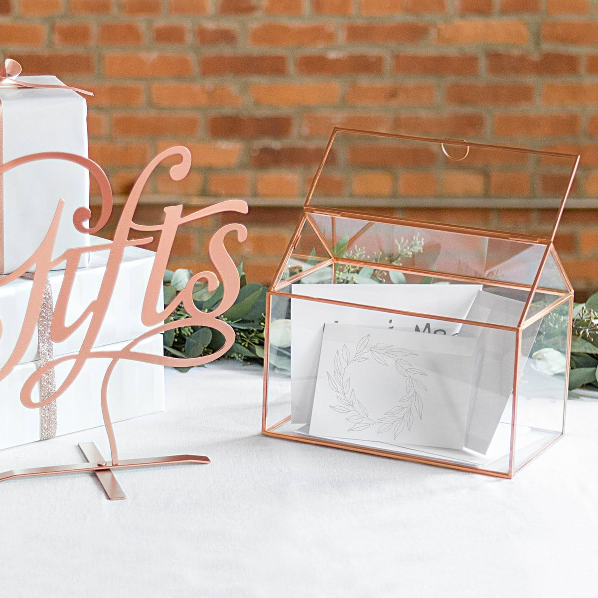 Glass Terrarium Card Holder, Rose Gold T336302