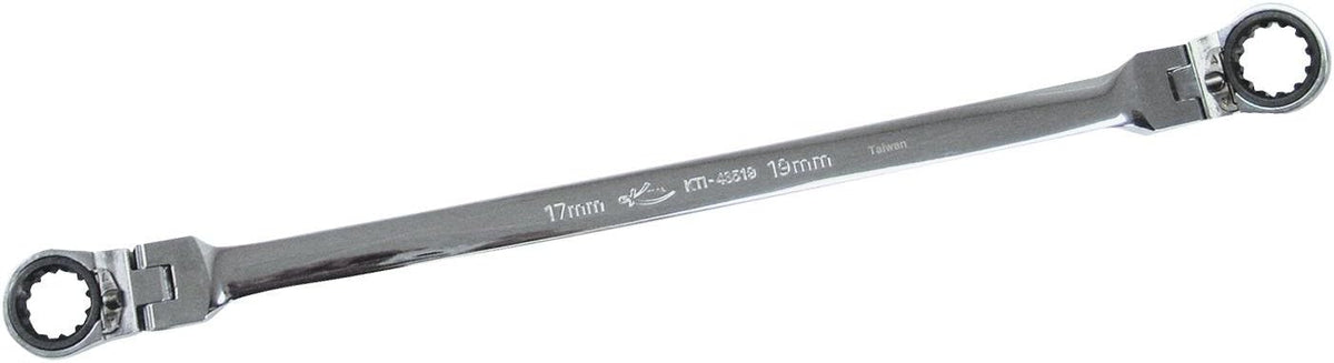 17mm x 19mm Metric Double Box Flexible Reversible Spline Ratcheting Wrench, Pack of 2 T408