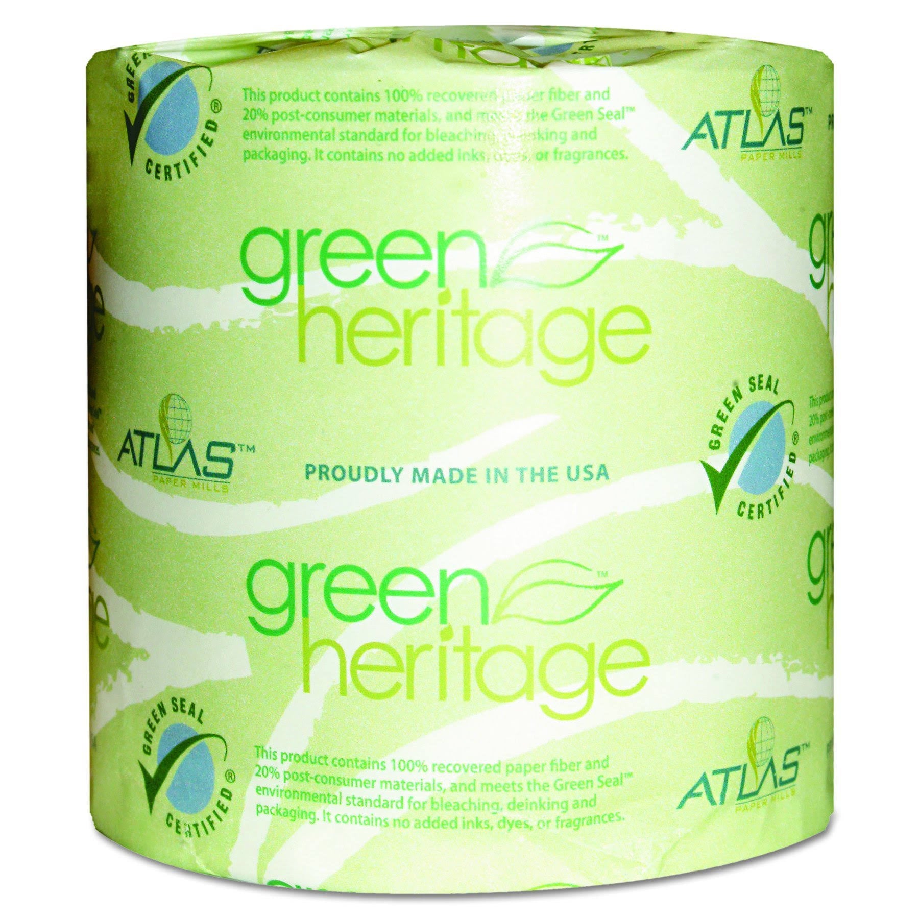 Green 1-Ply Bathroom Tissue, 1000 Sheets, 96 per Carton X41988