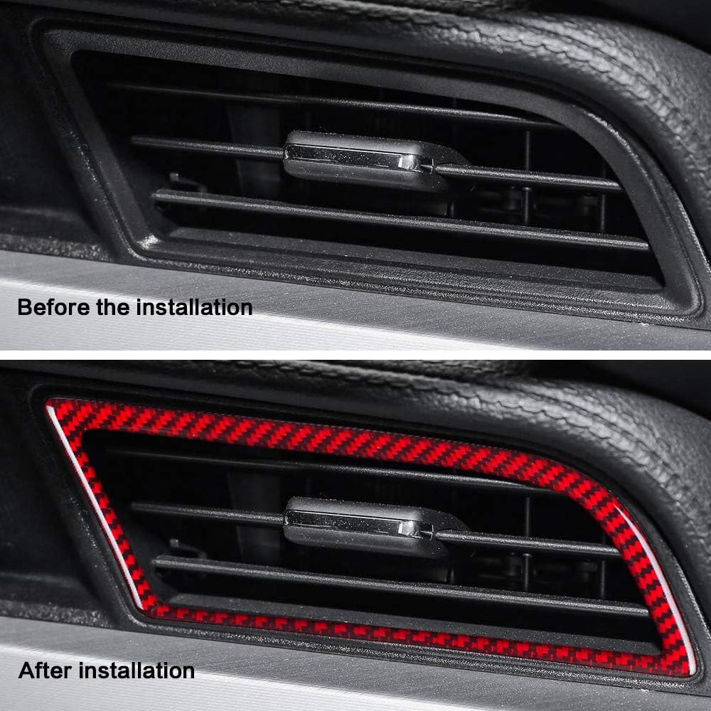 Carbon Fiber Side Air Conditioner Outlet Trim Cover for Ford Mustang 2015-2021 (2PCS Red) X419