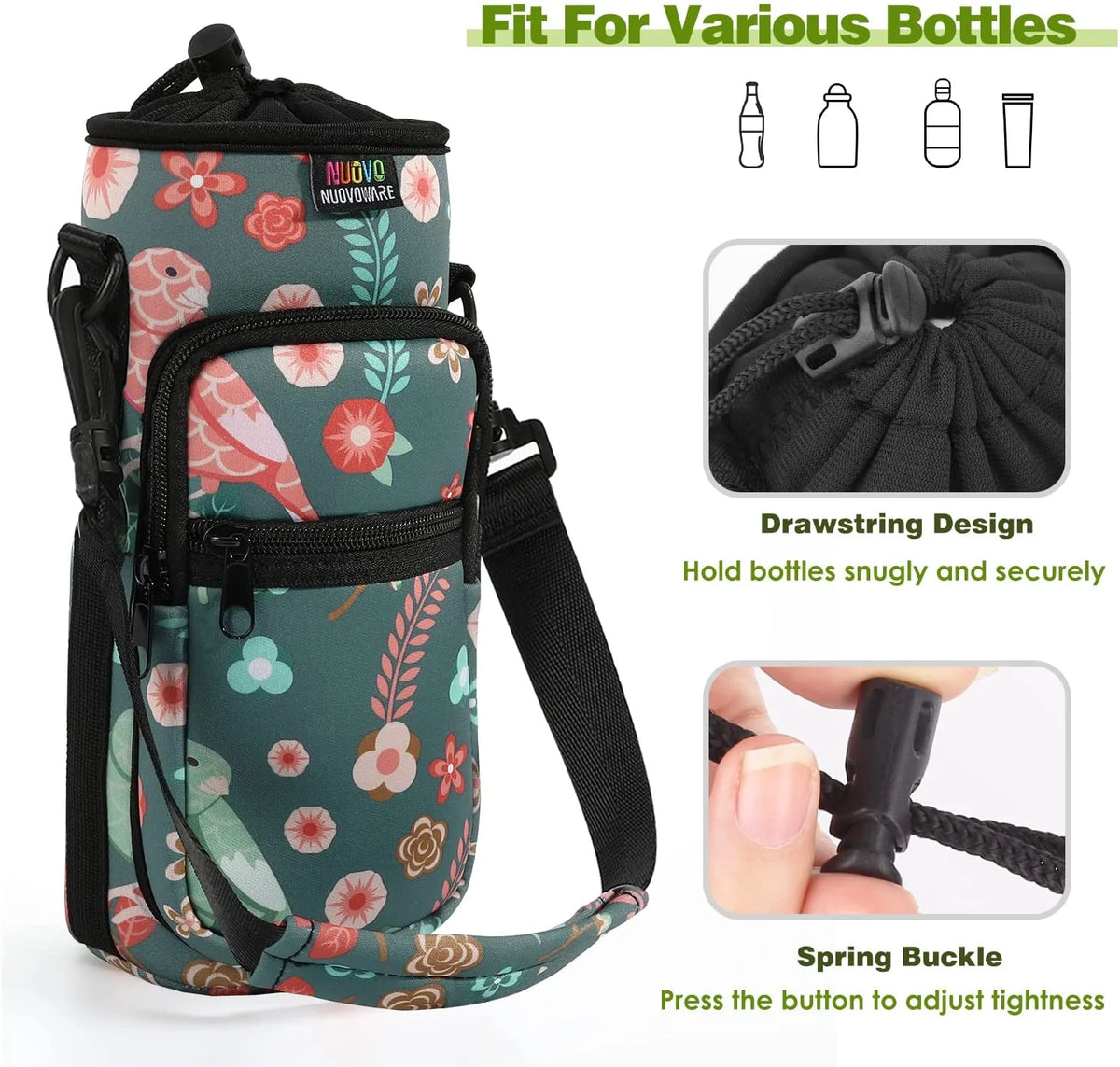 Neoprene Water Bottle Carrier Bag with Adjustable Shoulder Strap M910
