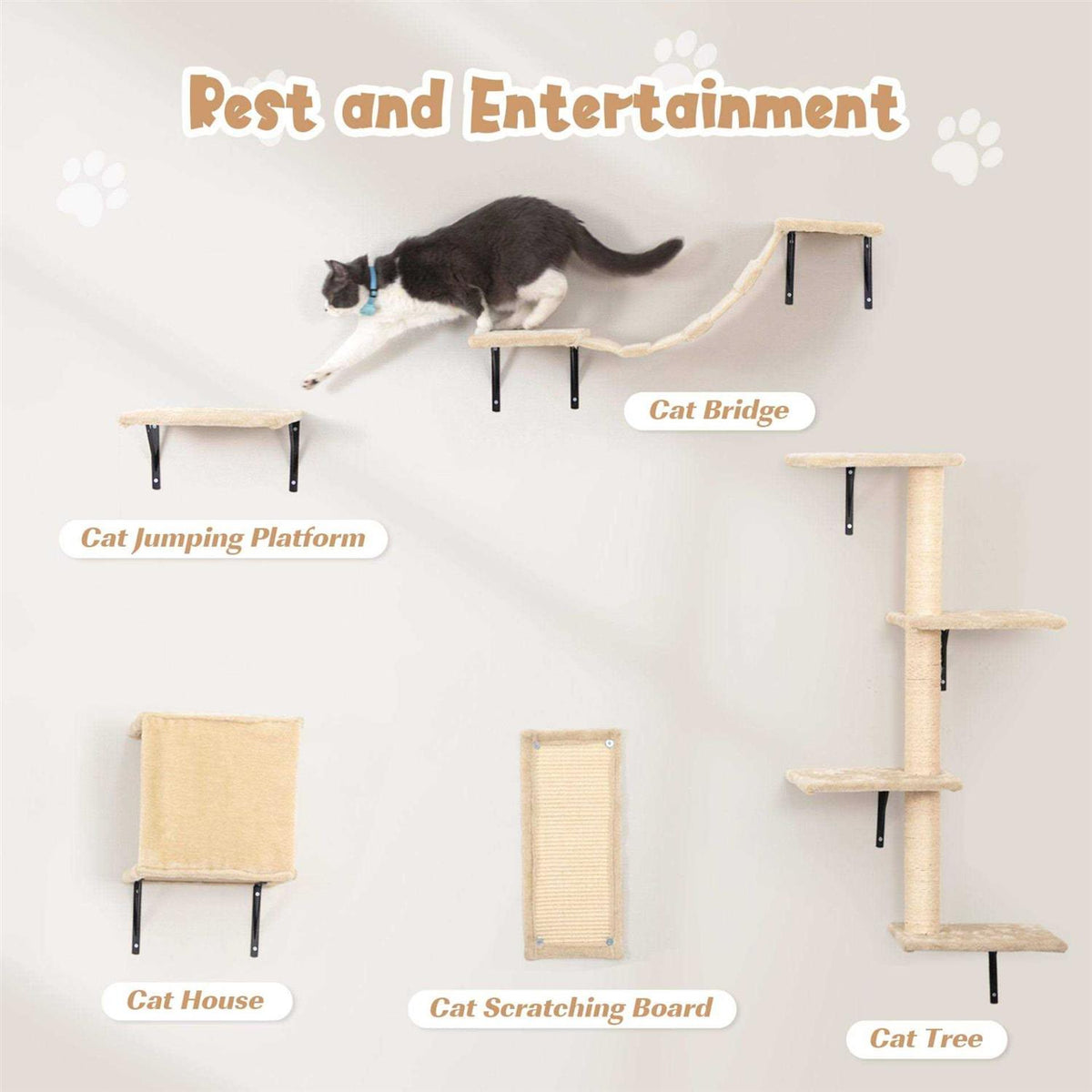 Wall Mounted Shelves Set Cat Tree S419