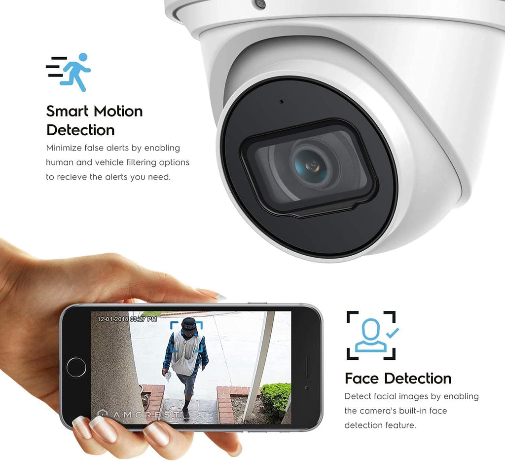 4K POE Outdoor Security Turret IP Camera, White T823488
