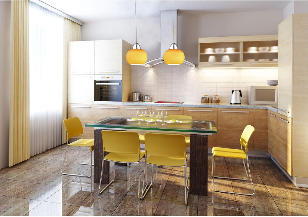 3 Light LED Pendant with Yellow Glass, Chrome K129609