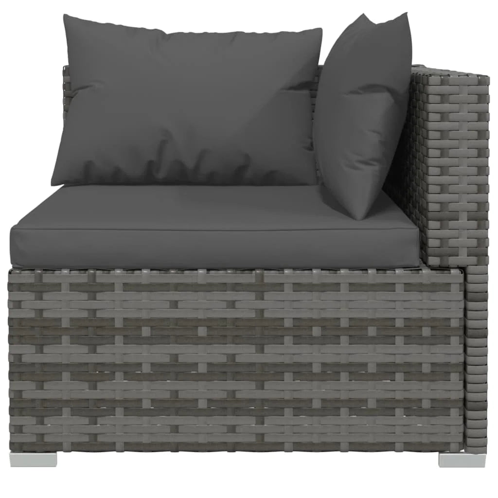 9 Piece Patio Set with Cushions Gray Poly Rattan M144