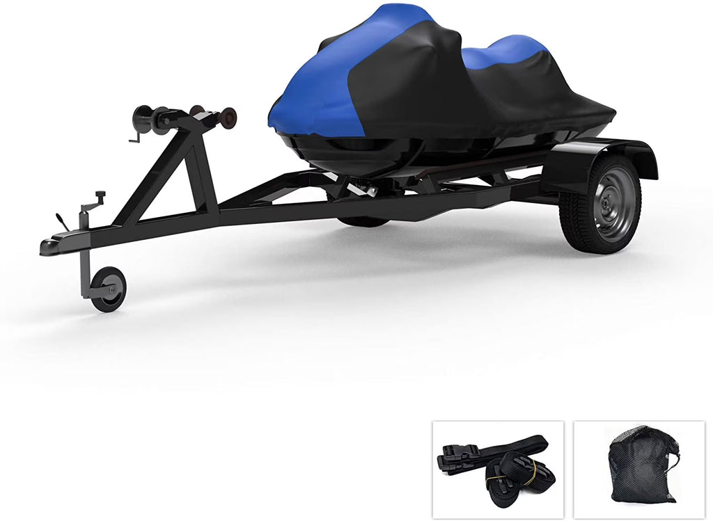 Blue / Black Jet Ski Cover with Trailer Straps and Storage Bag Y6140