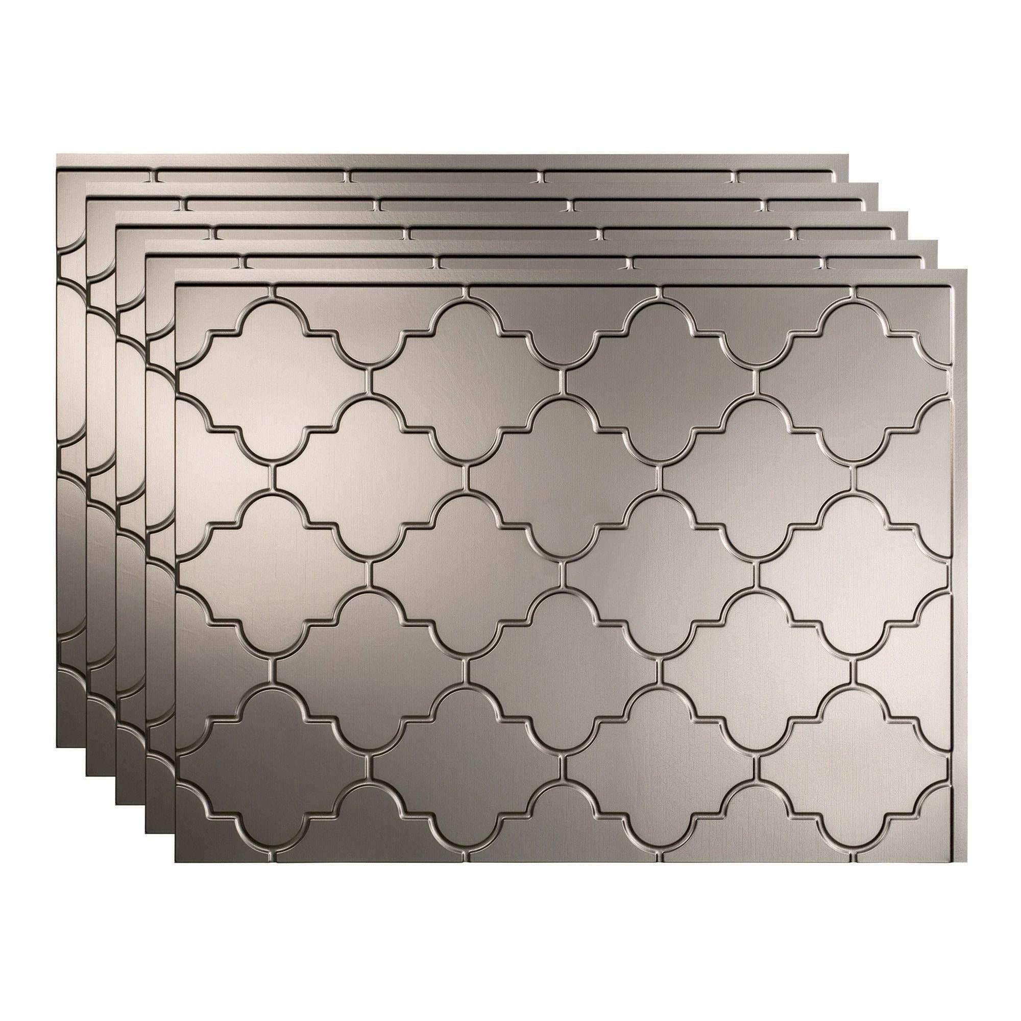 18in x 24in Brushed Nickel Backsplash Panel (5 Pack) I806620