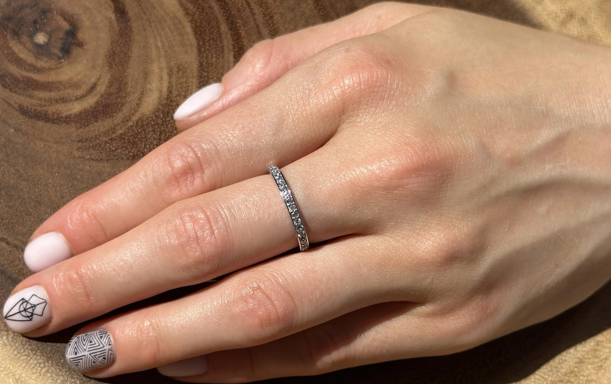 14K Rose Gold Half Eternity Band 0.12ct Natural Diamond Aquamarine C571