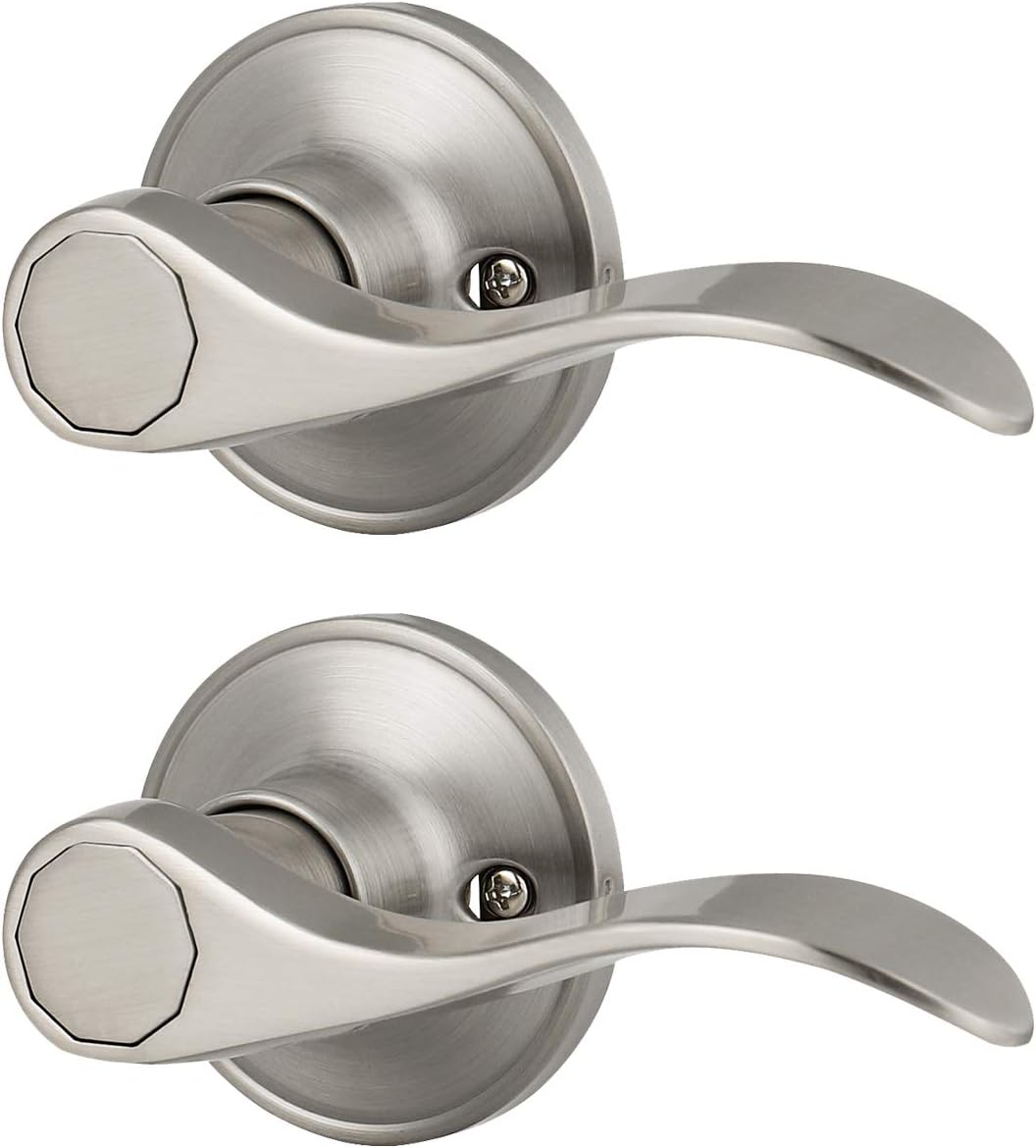 8 Pack Keyless Privacy Door Levers in Satin Nickel A1338