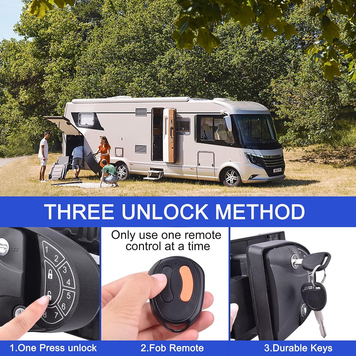 RV Keyless Entry Door Lock with Backlit Keypad and 2 Key Fobs H909537