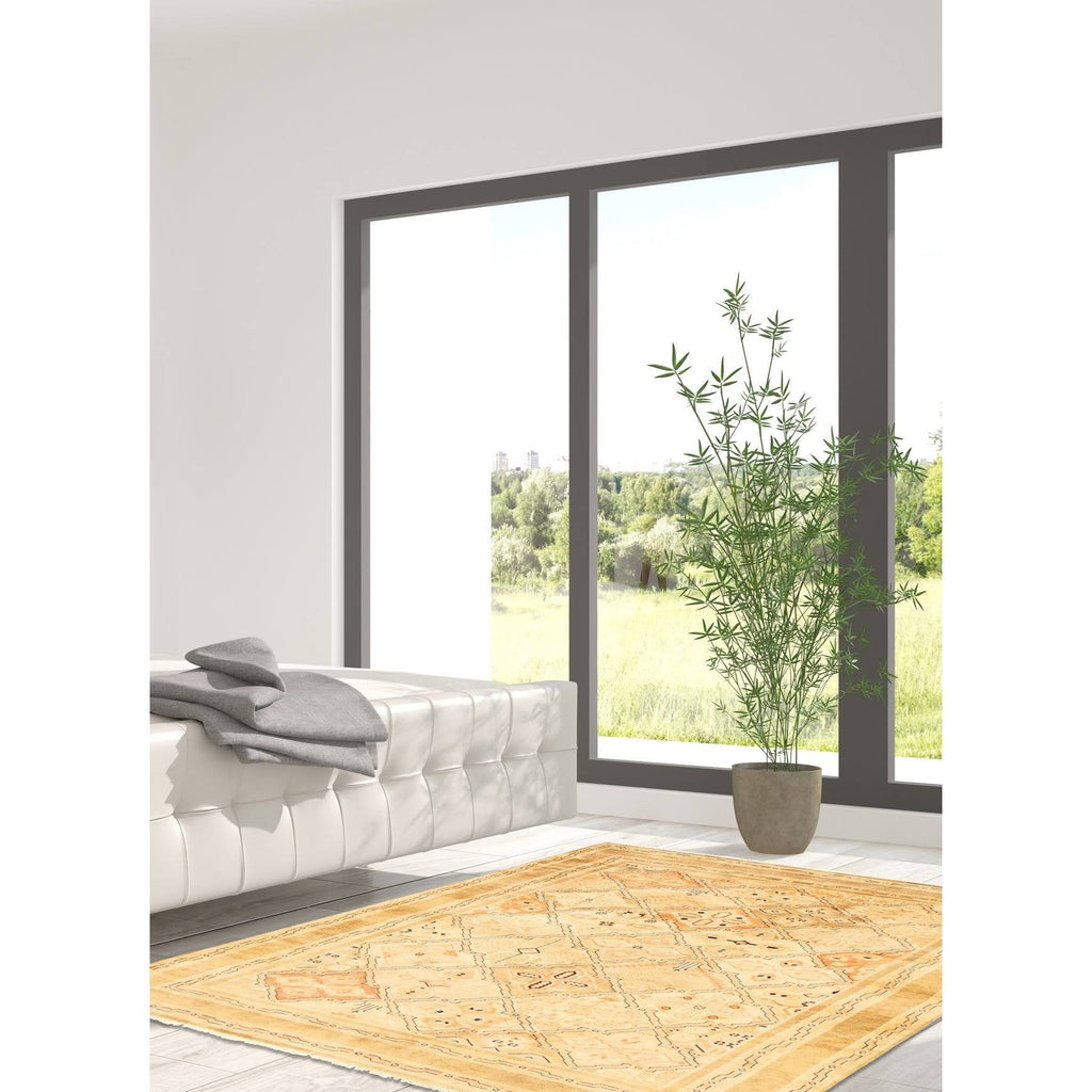 Hand Knotted Ivory Wool Rug Y6998