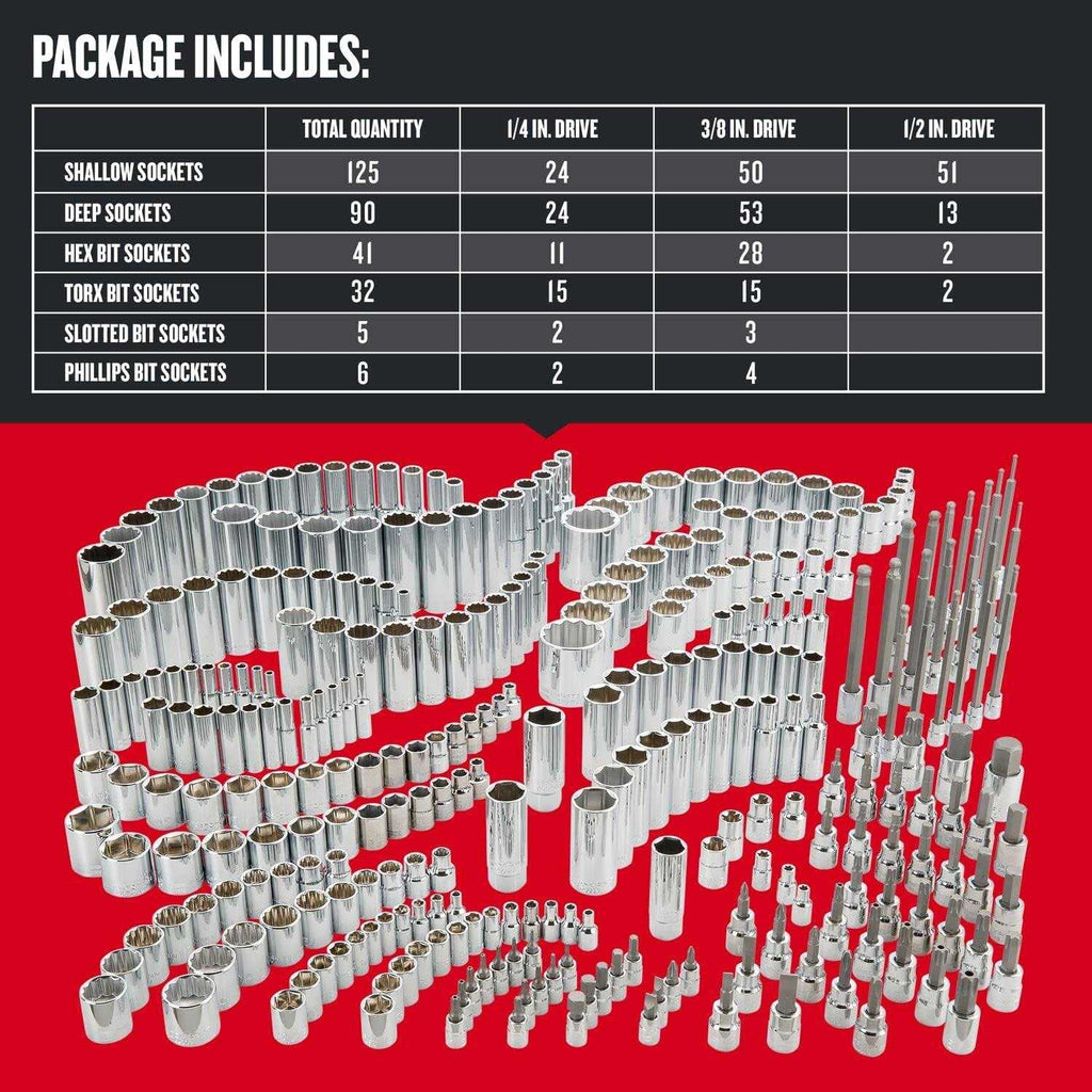 1/4 & 3/8 & 1/2 in. drive SAE 6 and 12 Point Socket Set 299 pc J6234