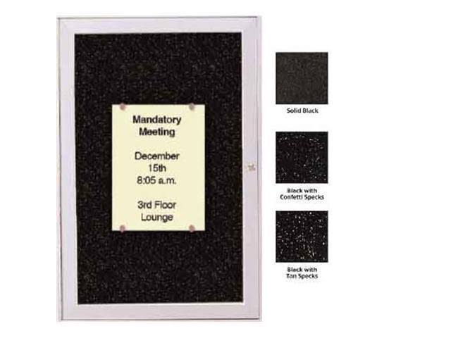1 Door Enclosed Recycled Rubber Bulletin Board Satin Frame 36x22x30x22 Black S702