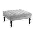Gray Velvet Square Tufted Ottoman V5446