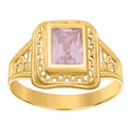 10k Yellow Gold Womens Pink Emerald Cut CZ Ring I58987