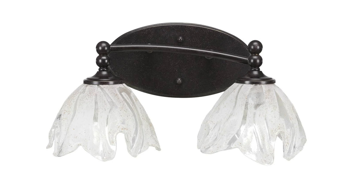 Two Light Bath Bar Dark Granite Finish with Italian Ice Glass E54243