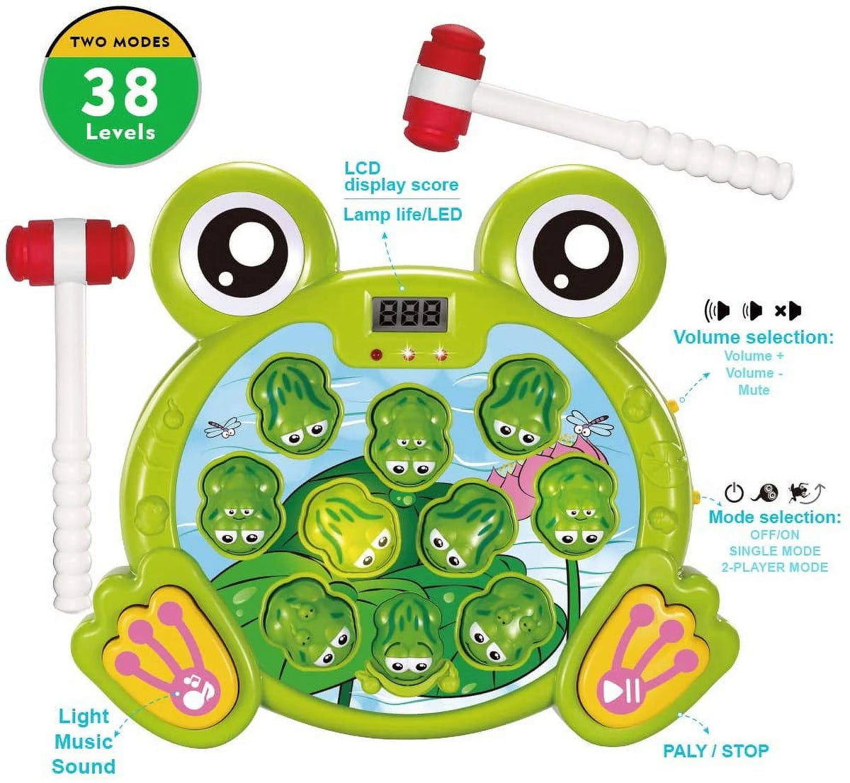 Whack A Frog Interactive Early Development Toy, 2 Hammers Included S819