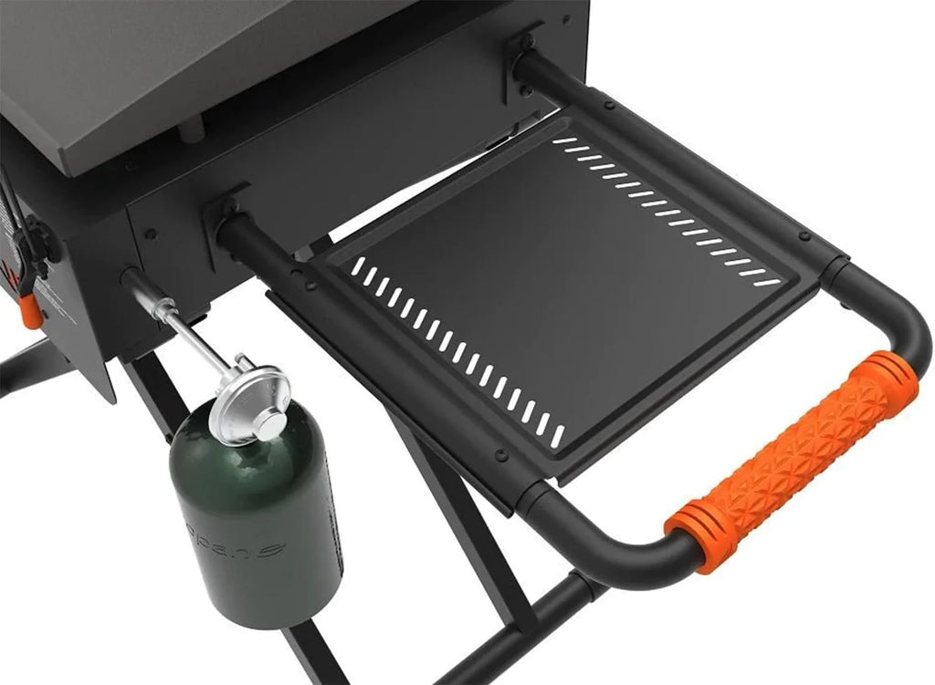 22 inch Blackstone Griddle with Hood and Grill Stand, Foldable Outdoor Flat Top Grill Propane Portable Gas Grill for Camping and BBQ Grill with Blackstone Seasoning, and Wholesalehome Gloves and Cloth N603125