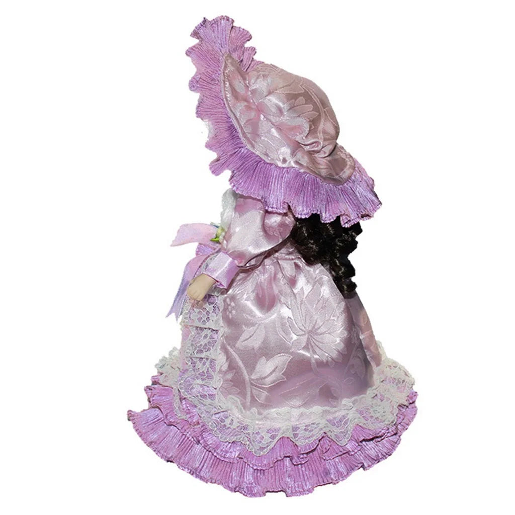 Victorian Porcelain Girl Dolls with Wooden Stand V189313